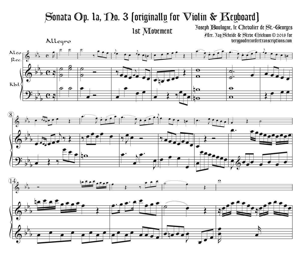 Sonata Op. 1a, No. 3, 1st Mvmt.