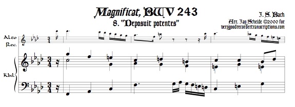 Aria, \"Deposuit potentes\" from *Magnificat*, BWV 243, transposed to f