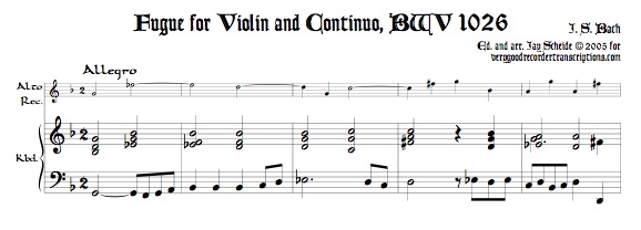 Fugue for Violin and Continuo, BWV 1026