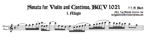 Sonata for Violin and Continuo, BWV 1021