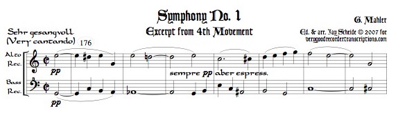 Excerpt from Symphony No. 1, 4th Mvmt., arr. for alto & bass recorders