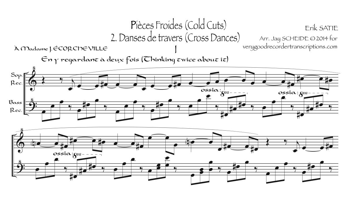 *Pièces Froides*, Part 2—Danses de travers, arr. for soprano & bass recorders
