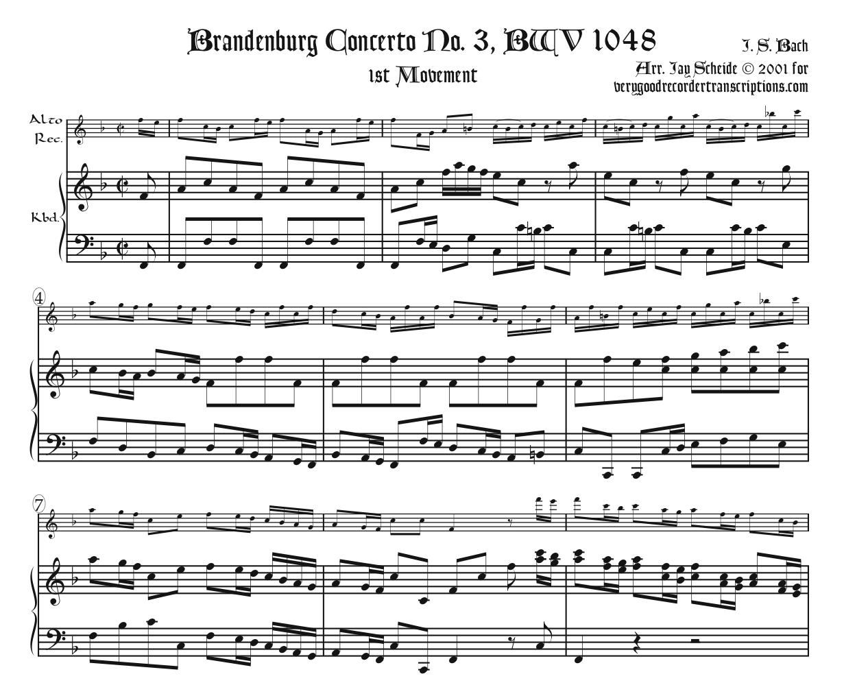 Brandenburg Concerto No. 3, BWV 1048, with added middle-movement choices