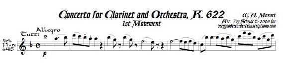 Concerto for Clarinet and Orchestra, K. 622 (See also “Pieces for Recorder & Keyboard”)