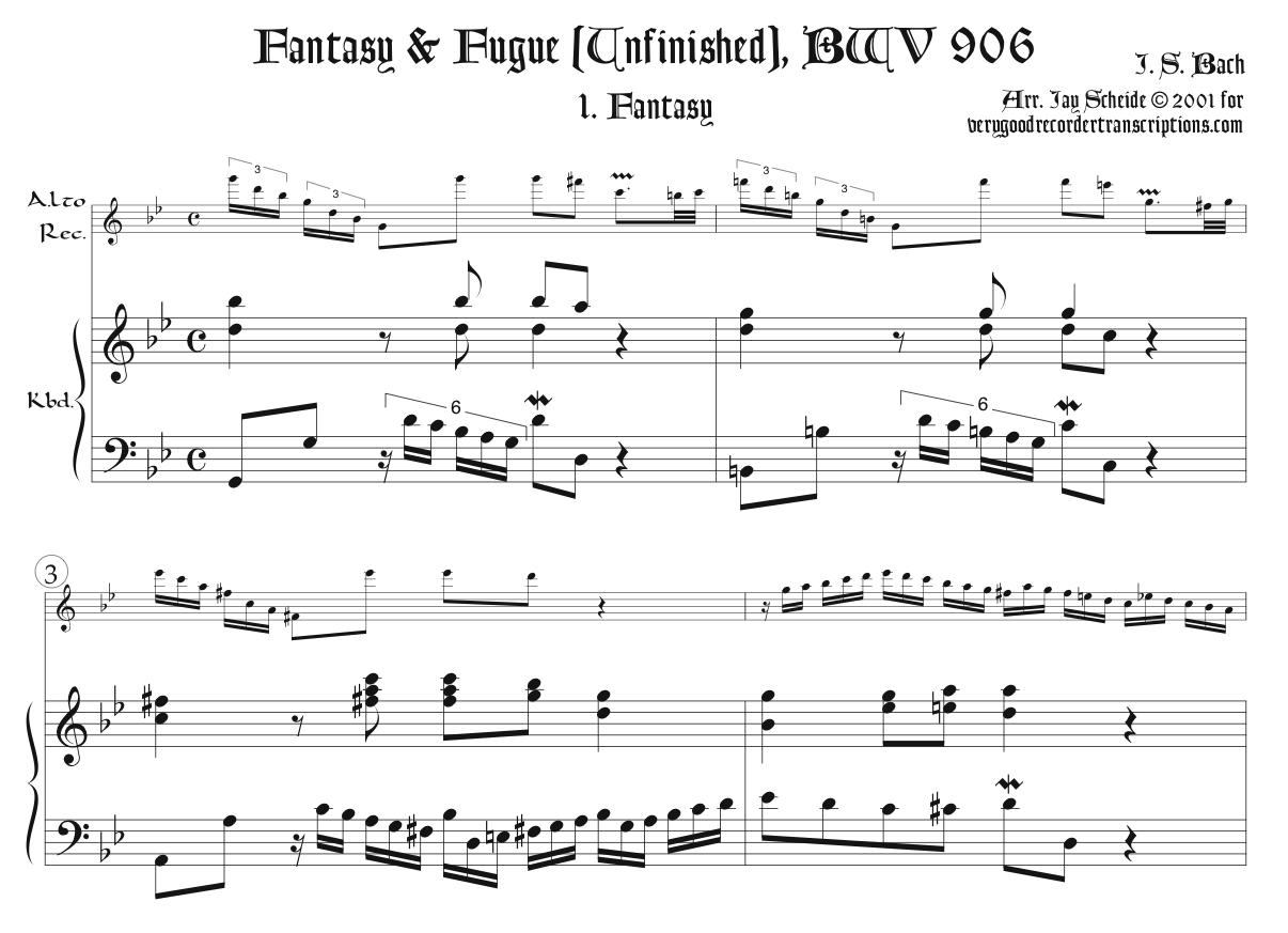 Fantasia & Fugue (Unfinished), provided with a suggested ending, BWV 906
