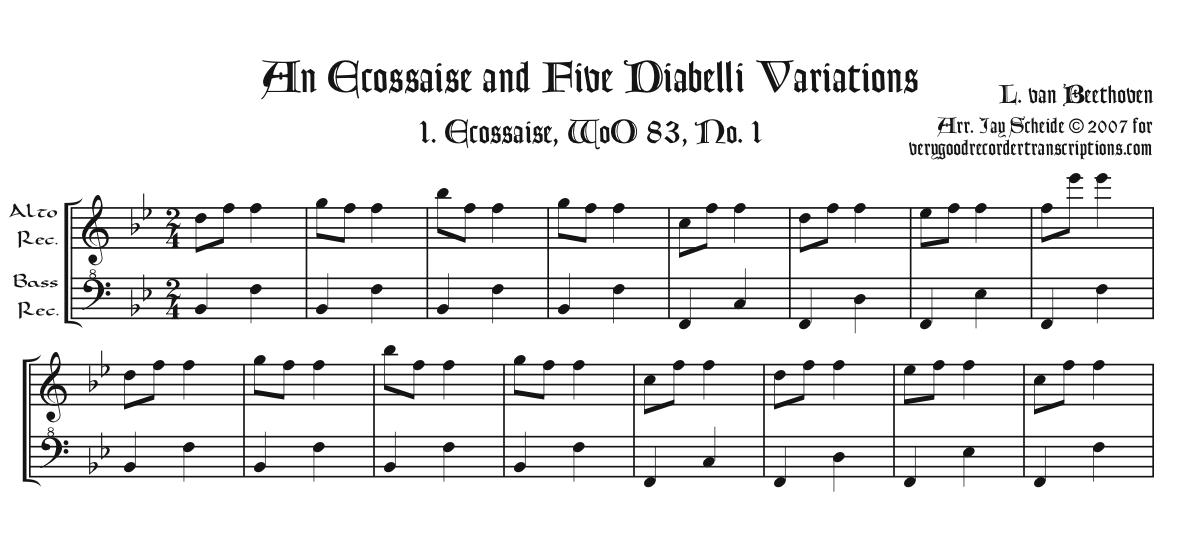 One Écossaise & Five Diabelli Variations, arr. for alto & bass recorders