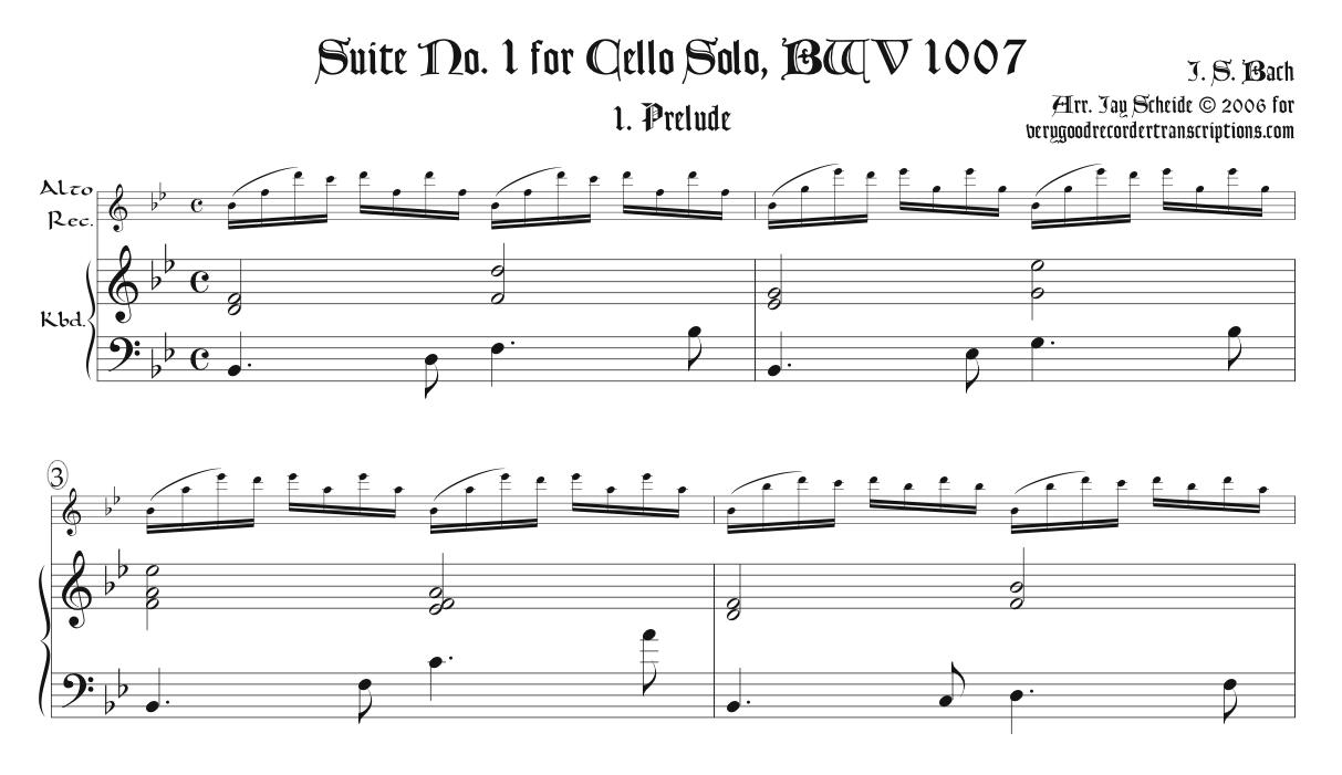 Complete Suite No. 1, BWV 1007, choice of two different keys