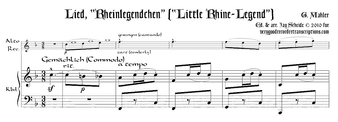 “Rheinlegendchen” from *Des Knaben Wunderhorn* arr. for alto doubling C instrument
