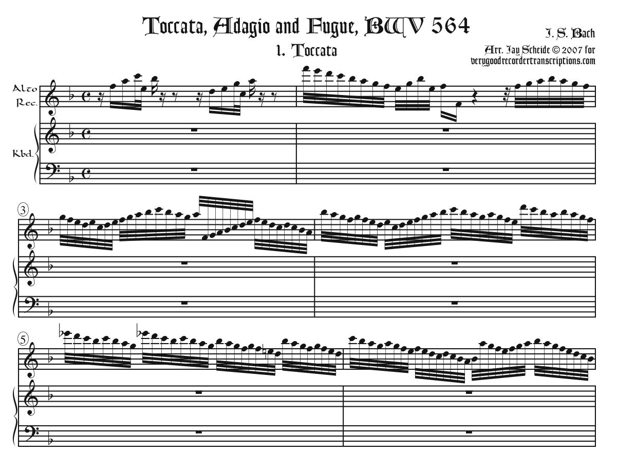 Toccata, Adagio, and Fugue, BWV 564 (now complete)