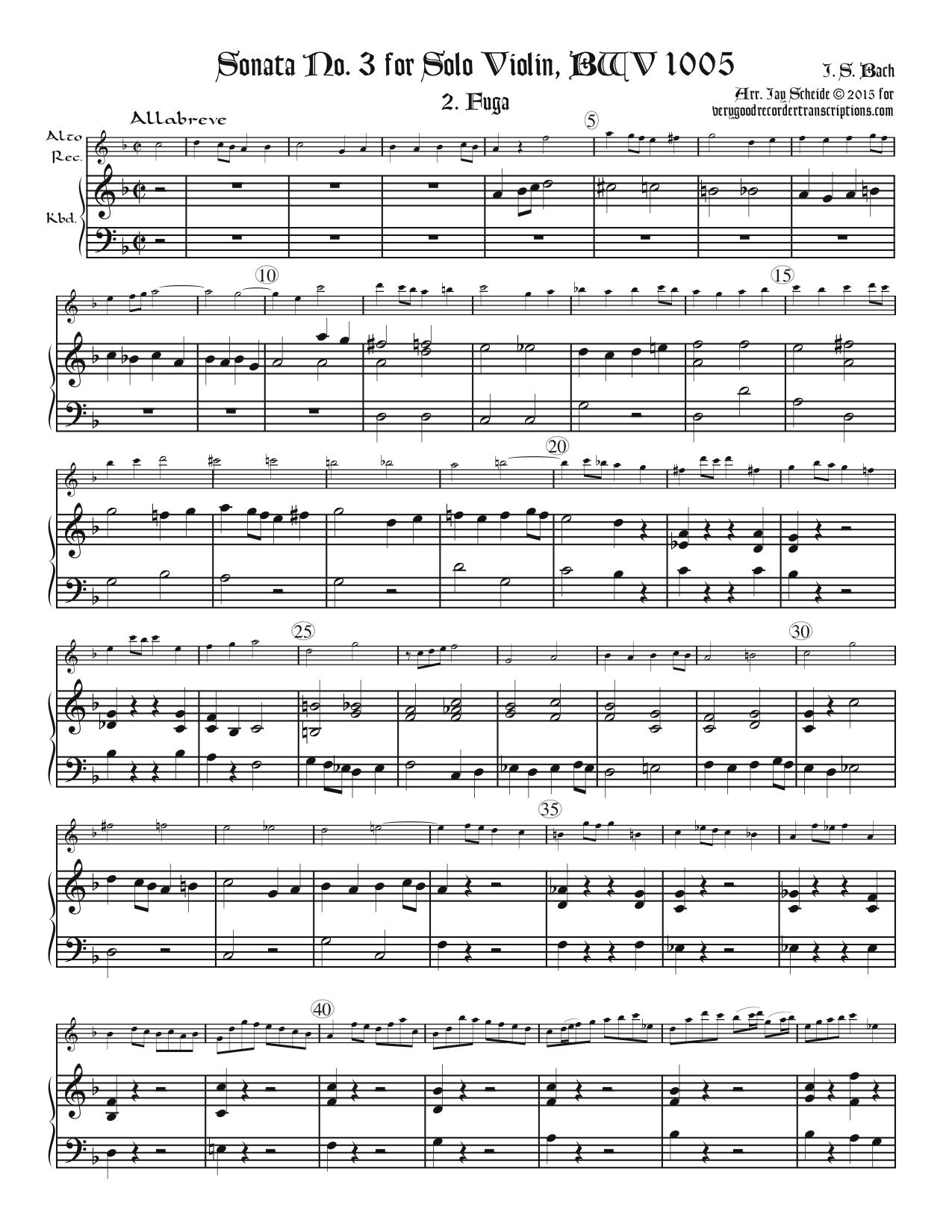 Fugue from Sonata No. 3, BWV 1005