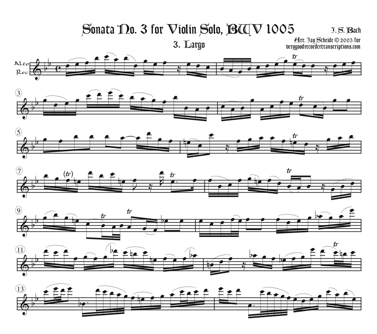 Largo & Allegro assai from Sonata No. 3, BWV 1005