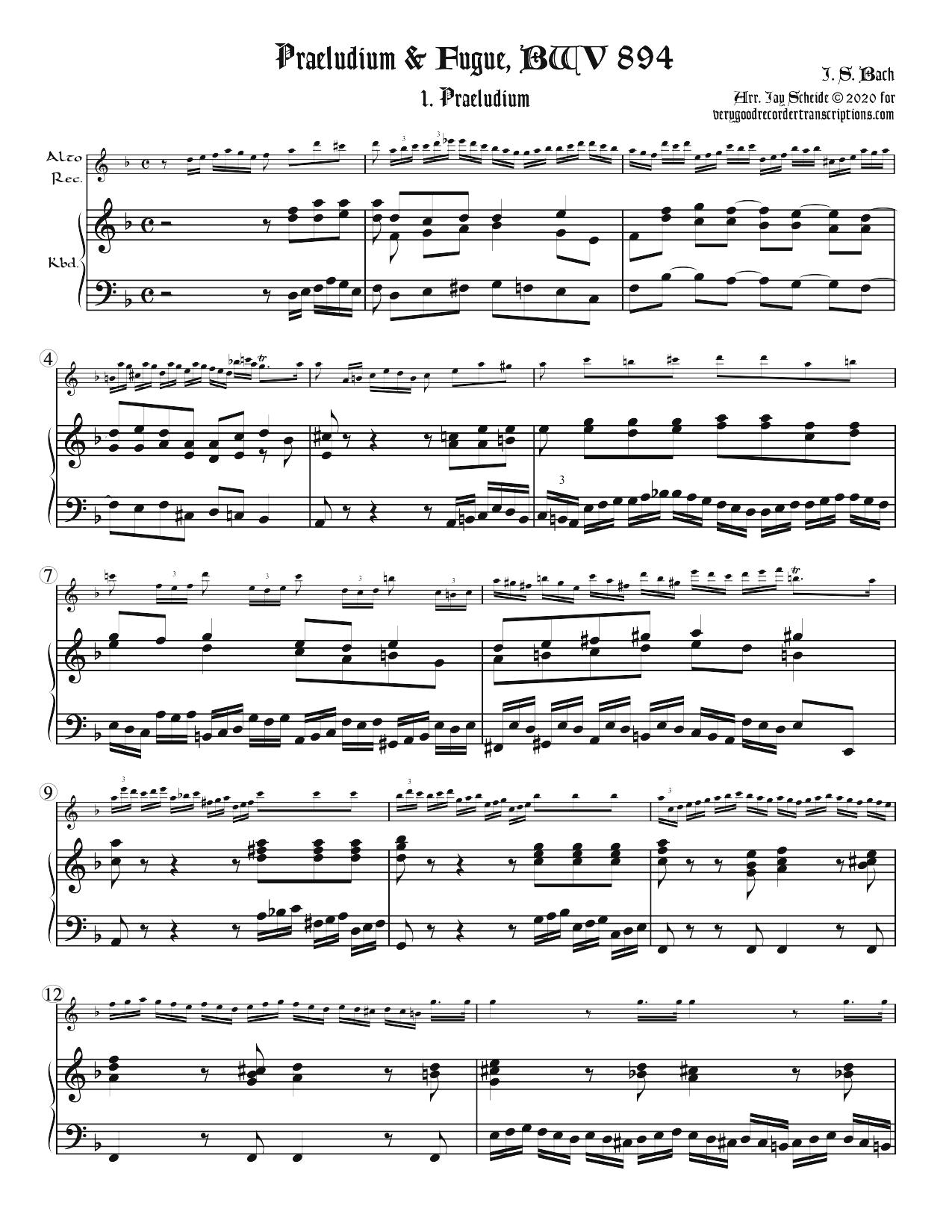 Præludium & Fugue, BWV 894