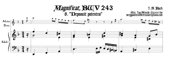 Aria, “Deposuit potentes” from *Magnificat*, BWV 243, transposed to d