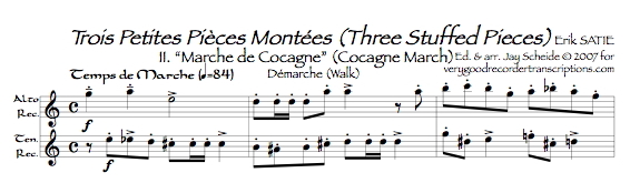 “Marche de Cocagne” from *3 Petites Pièces montées*, arr. for alto & tenor recorders