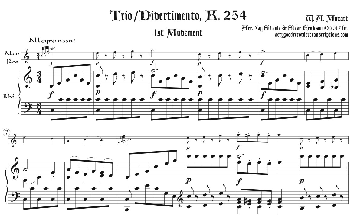 Trio/Divertimento K. 254, 1st Mvmt.