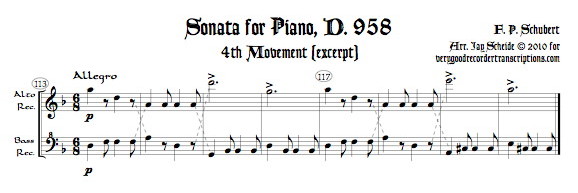 Excerpt from Piano Sonata D. 958, 4th mvmt., arr. for alto & bass recorders
