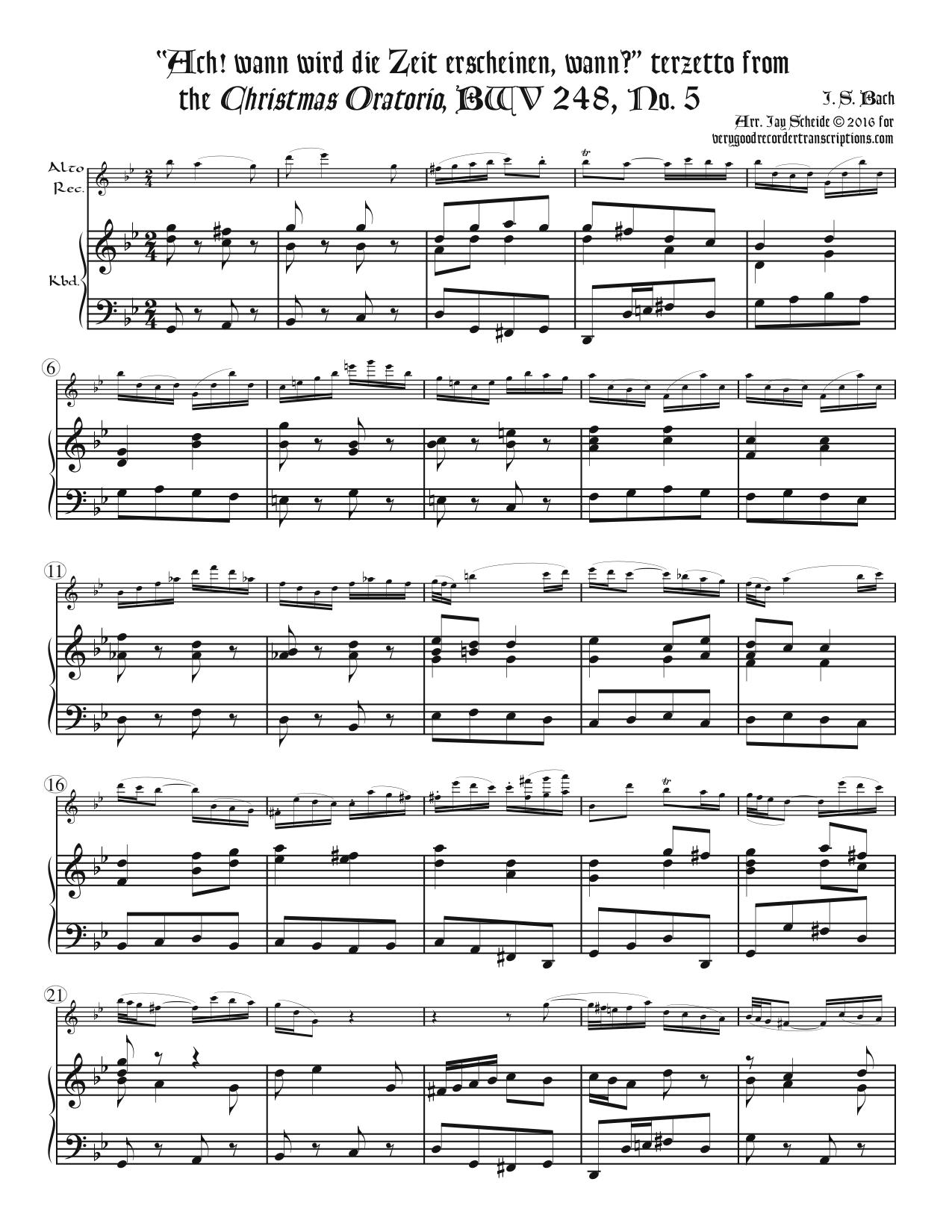 Terzetto, “Ach! wann wird die Zeit erscheinen, wann? ”from *Christmas Oratorio*, BWV 248, No. 5