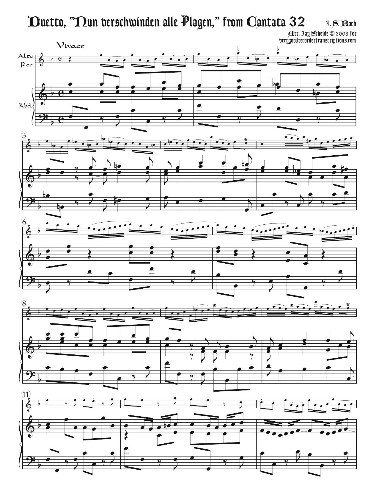 Duetto, “Nun verschwinden alle Plagen,” from Cantata 32