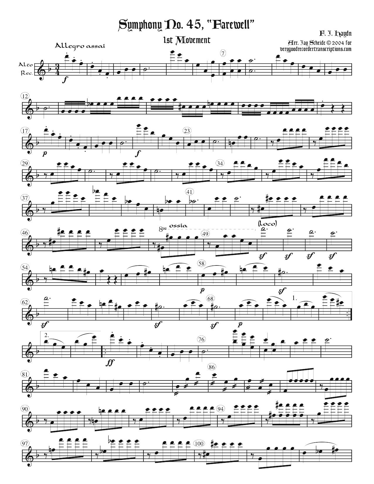 Solo recorder parts from the non-Bach, pre-Mozart composer categories, Part 2, from Haydn to St.-Georges
