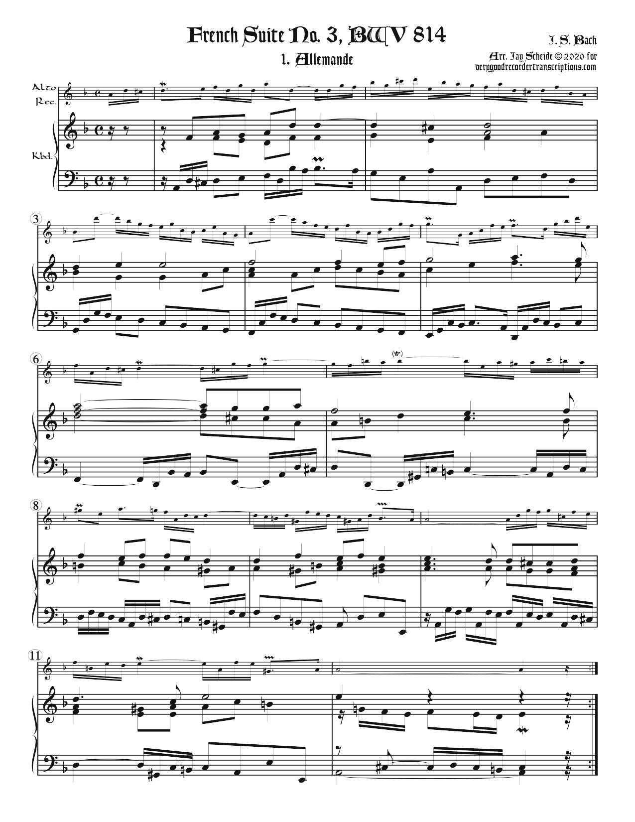 French Suite No. 3, BWV 814 complete