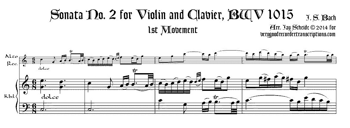 Sonata No. 2 for Violin & Keyboard, BWV 1015