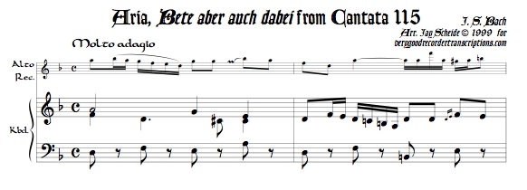 Aria, “Bete aber auch dabei,” from Cantata 115