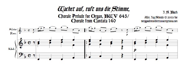 Chorale Prélude, “Wachet auf, ruft uns die Stimme,” BWV 645
