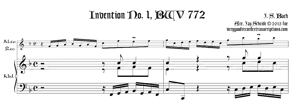 2-part Invention No. 1 and 1A, BWV 772 & 772A