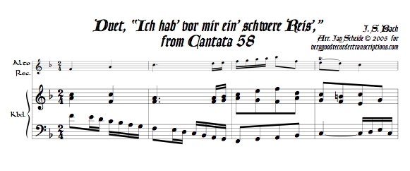 Chorale + aria, “Ich hab’ vor mir ein’ schwere Reis’,” from Cantata 58