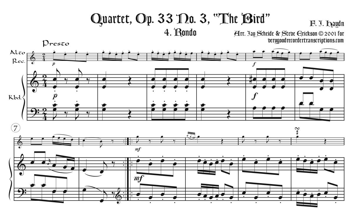 Quartet, Op. 33 No. 3, “Bird,” Finale