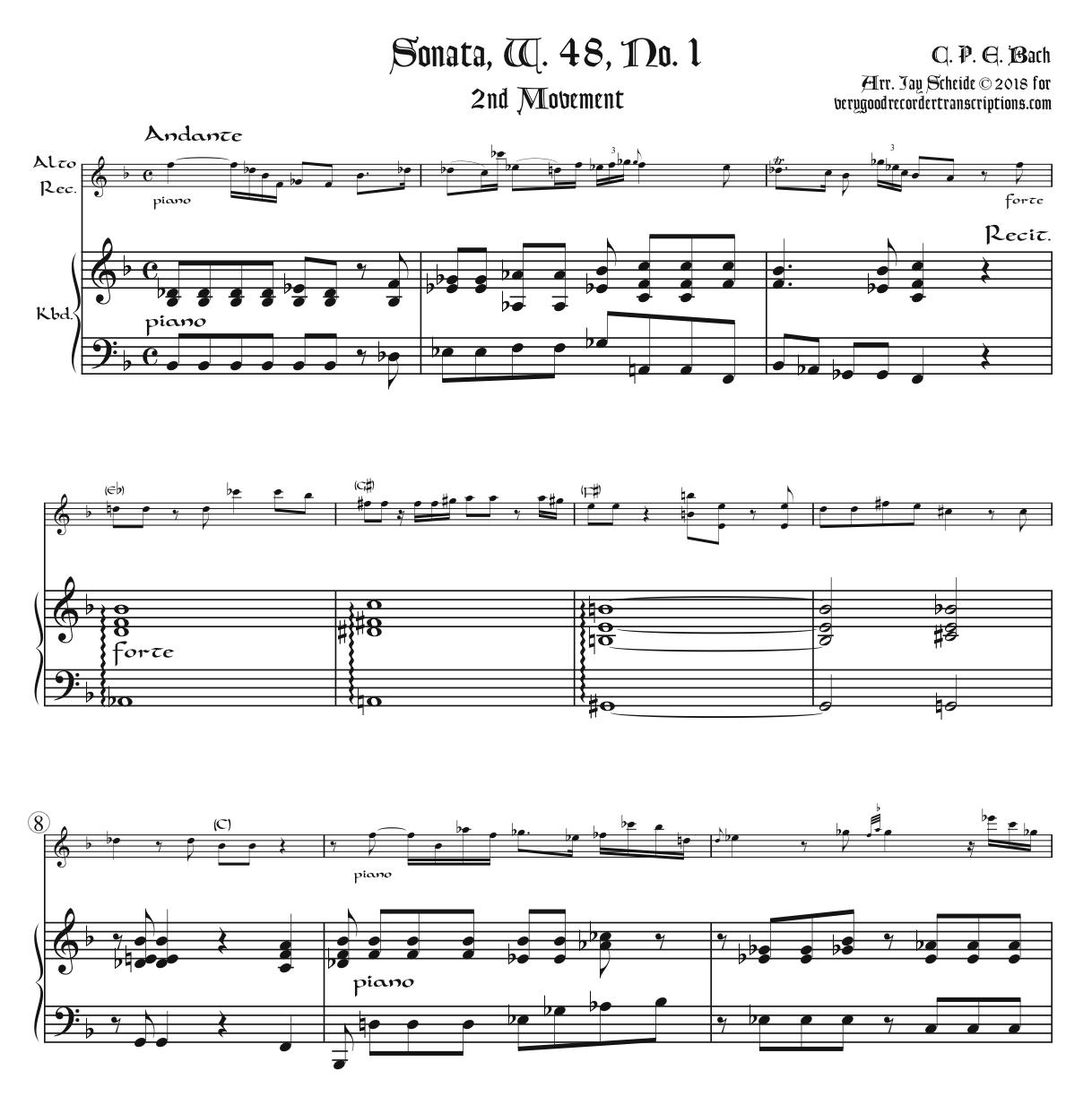 Andante from Sonata, H. 24, Wq. 48, No. 1