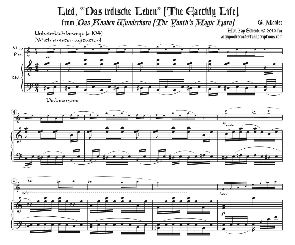 “Das irdische Leben” from *Des Knaben Wunderhorn*