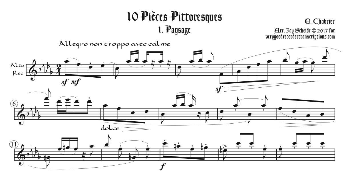 “Paysage,” No. 1 from *10 Pièces Pittoresques*, first section only, two different versions