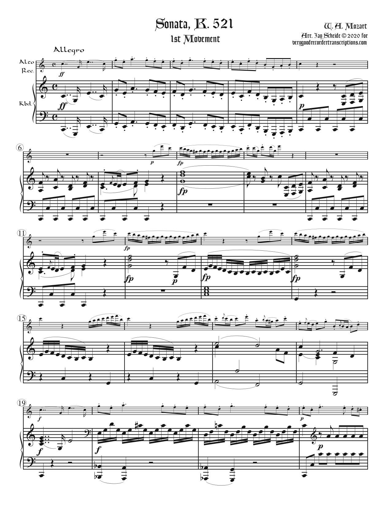 1st movement from Sonata, K. 521