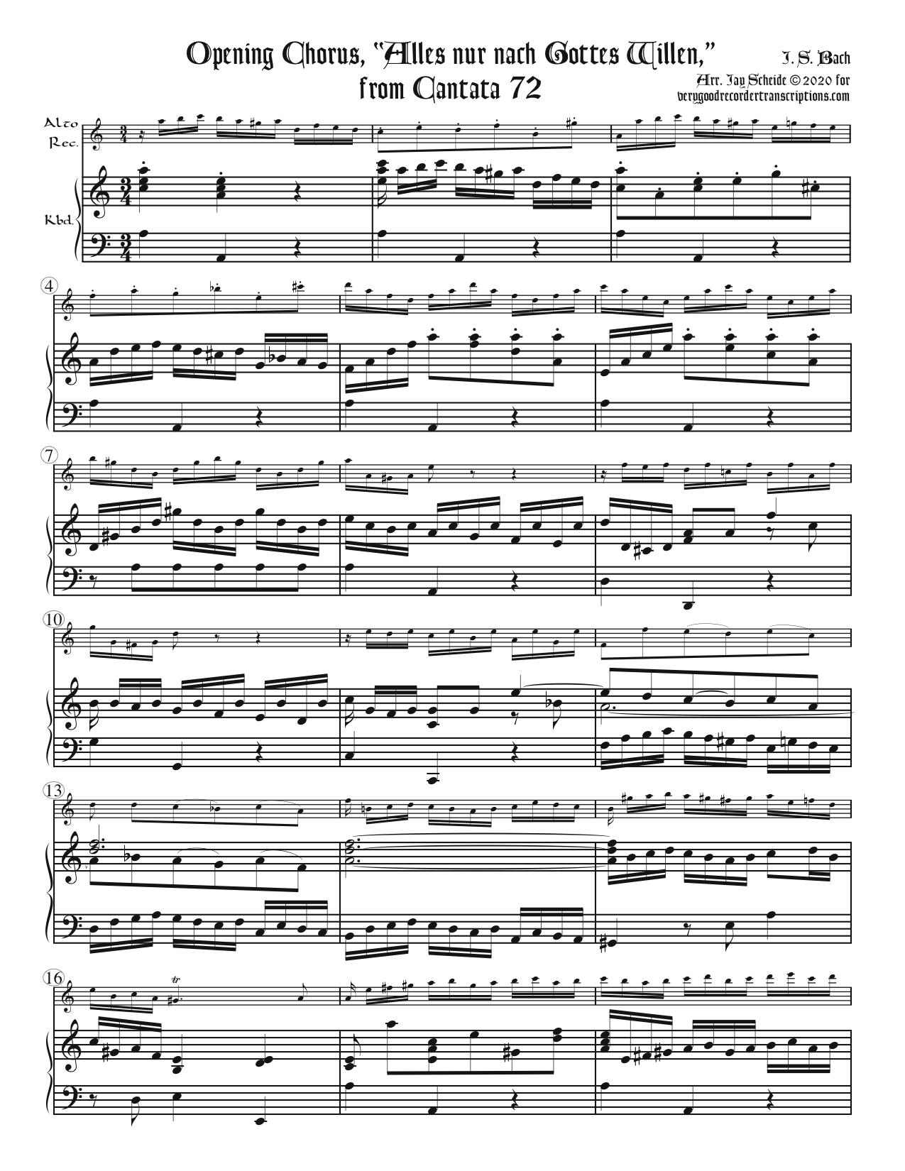 Opening Chorus, “Alles nur nach Gottes Willen,” from Cantata 72