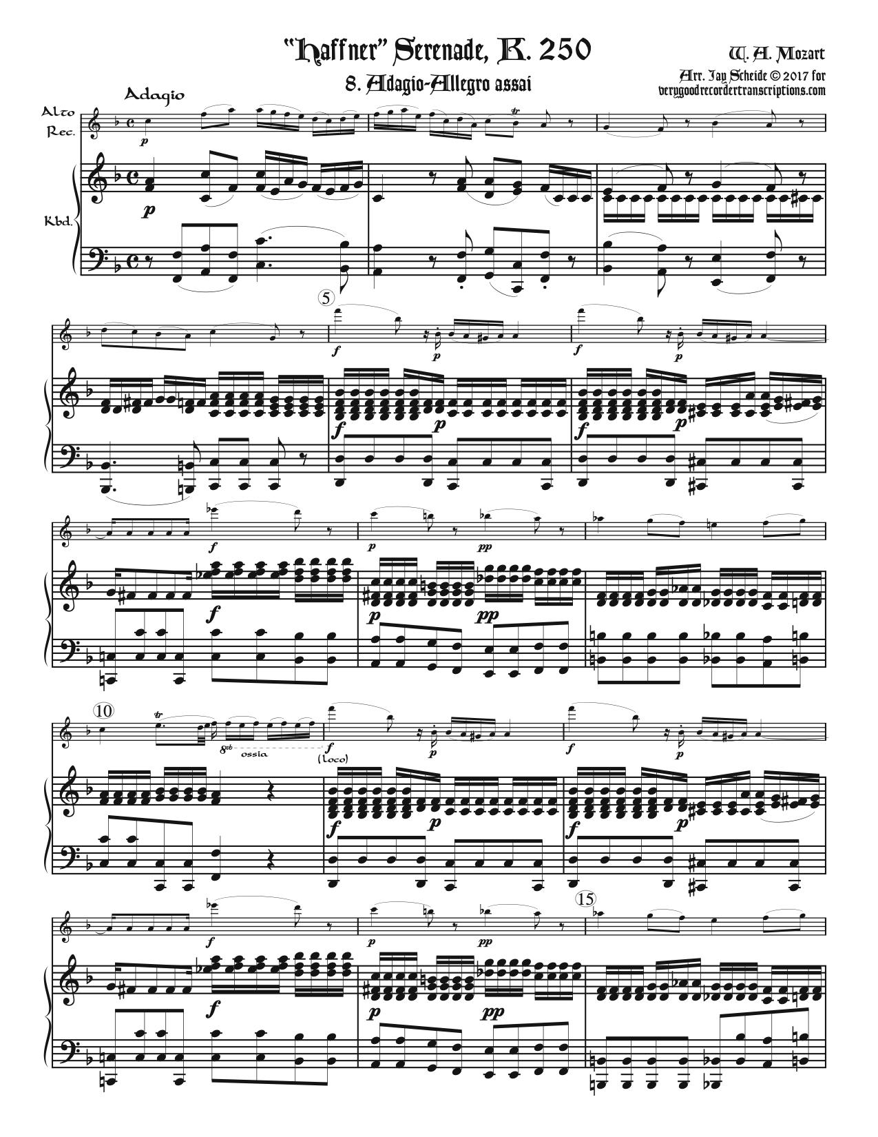 Finale, Adagio-Allegro assai, from “Haffner” Serenade, K. 250
