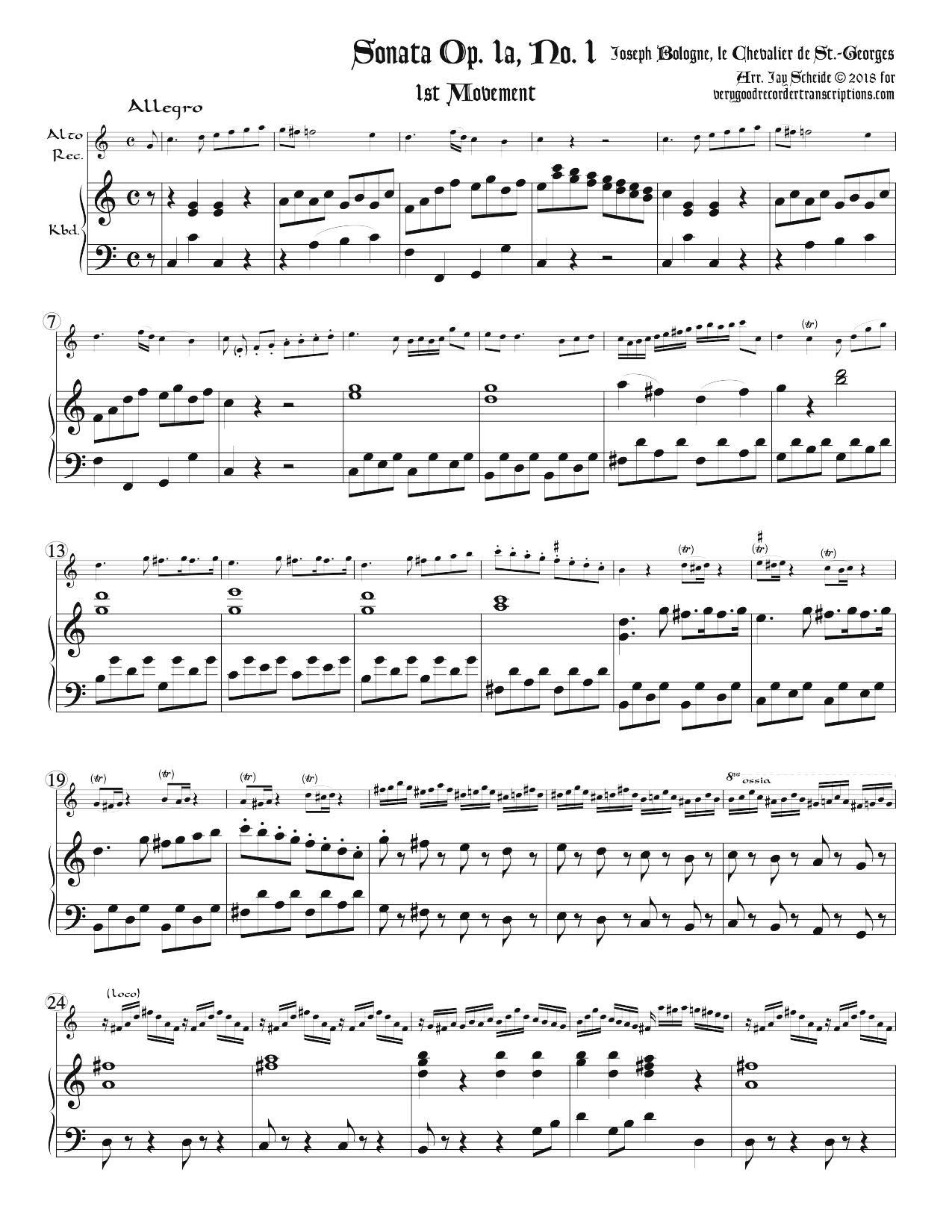 Sonata Op. 1a, No. 1