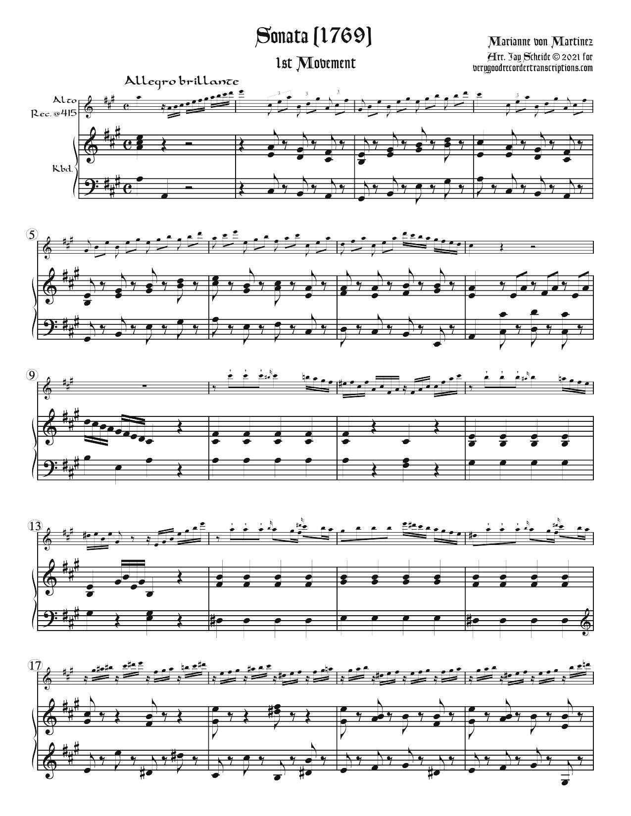 Sonata (1769), arr. for alto @415 doubling alto @440
