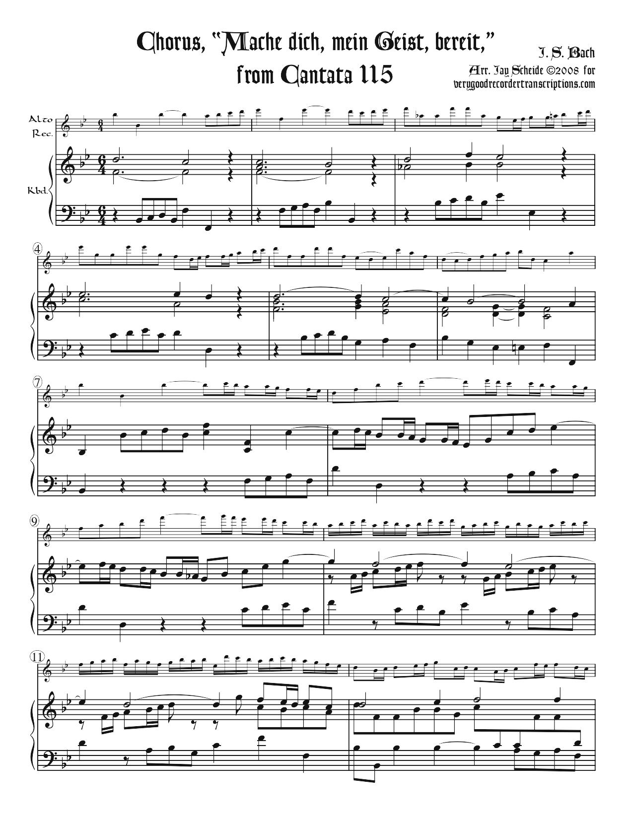 Opening chorus, “Mache dich, mein Geist, bereit,” from Cantata 115