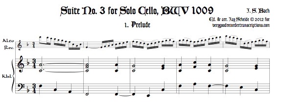 Complete Suite No. 3, BWV 1009, transposed to F major