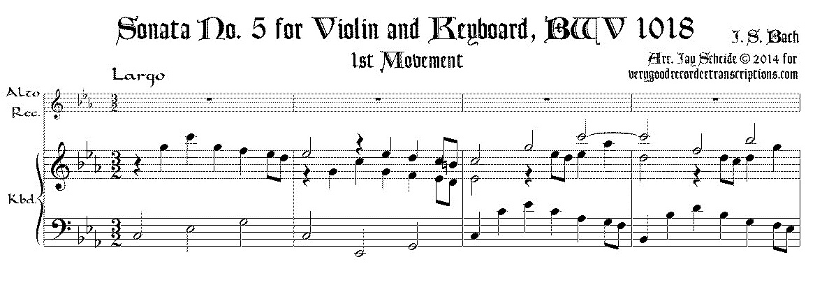 Sonata No. 5 for Violin & Keyboard, BWV 1018