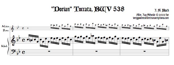 “Dorian” Toccata, BWV 538 transposed to c dorian