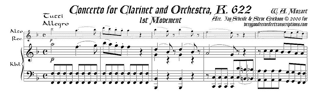 Concerto for Clarinet & Orchestra, K. 622
