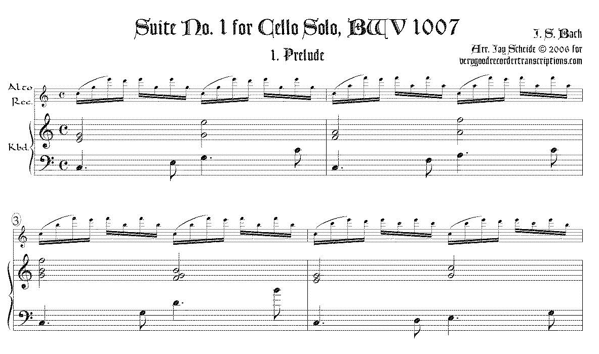 Complete Suite No. 1, BWV 1007, choice of two different keys