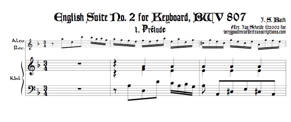 Four Mvmts. from English Suite No. 2, BWV 807, transposed to d