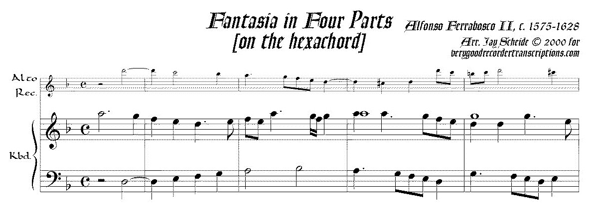 Fantasia in Four Parts [on the hexachord] (Version also for tenor or soprano recorder)