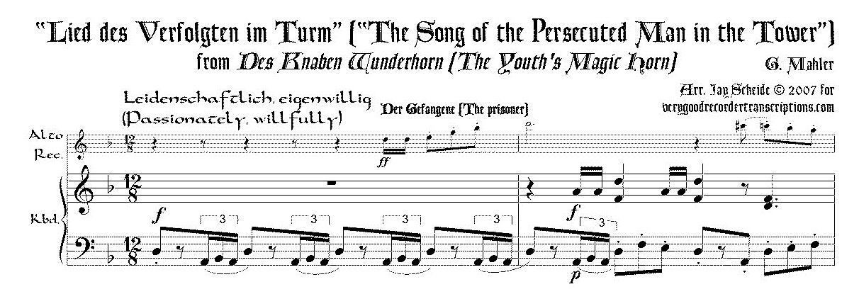 “Lied des Verfolgten im Turm,” from *Des Knaben Wunderhorn*