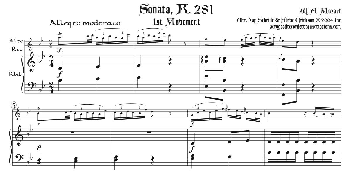 Sonata, K. 281, in two different versions