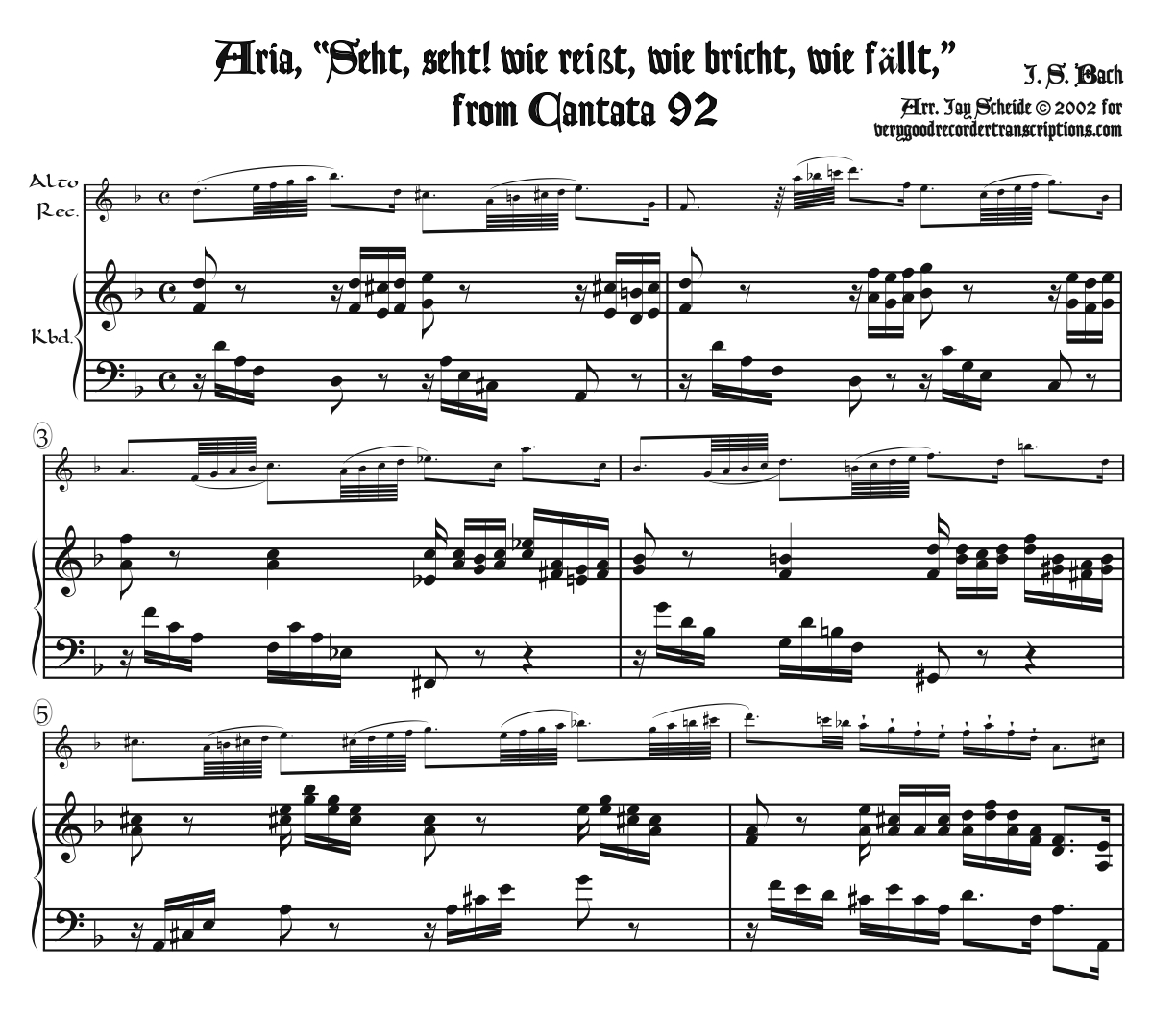 Aria, “Seht, seht! wie reißt, wie bricht, wie fällt,” from Cantata 92