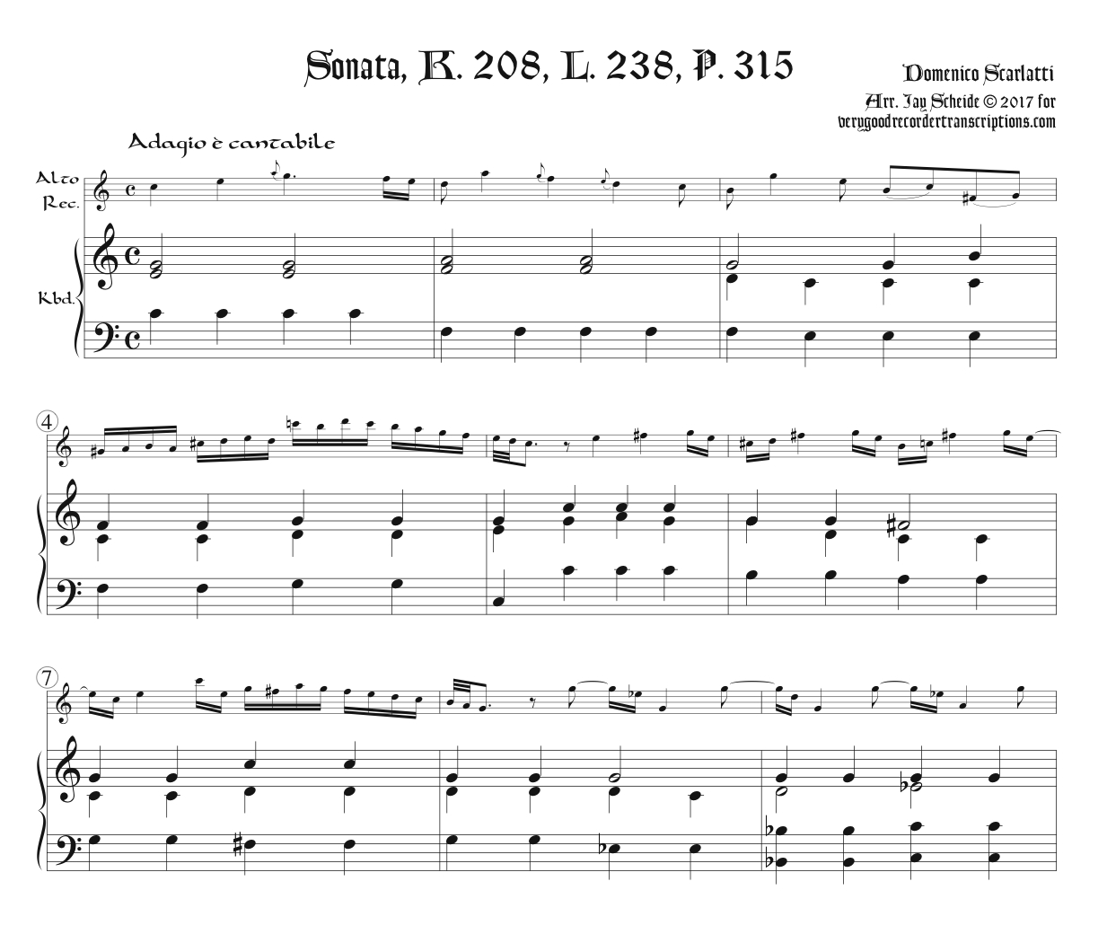 Sonata K. 208, L. 238, P. 315